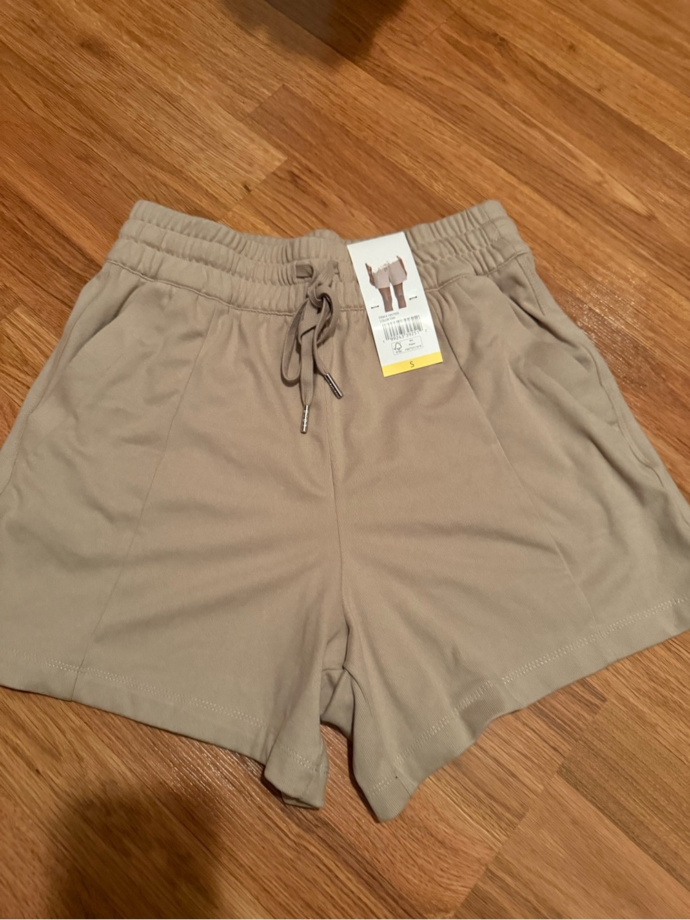 BCBG Taupe Drawstring Athletic Shorts